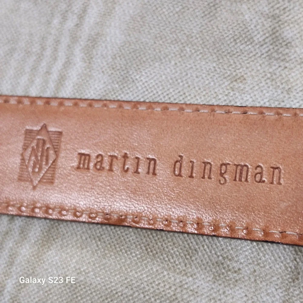 Martin Dingman Calfskin Leather Belt Mens 34 Black Silver‎ Buckle Made in USA